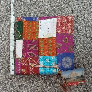 Patchwork satin finish fabric and sari panel photo album